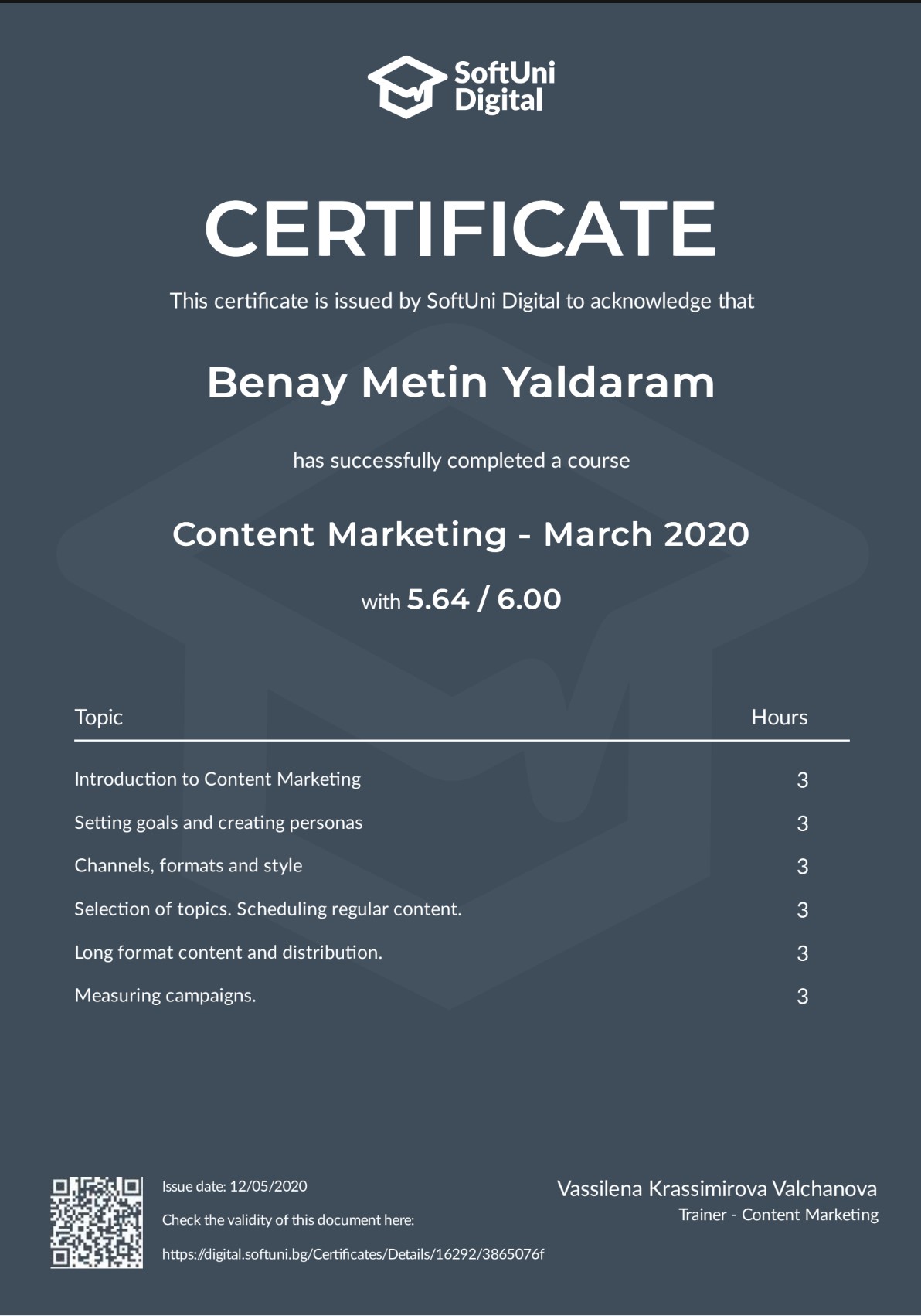 Certificate: Content Marketing